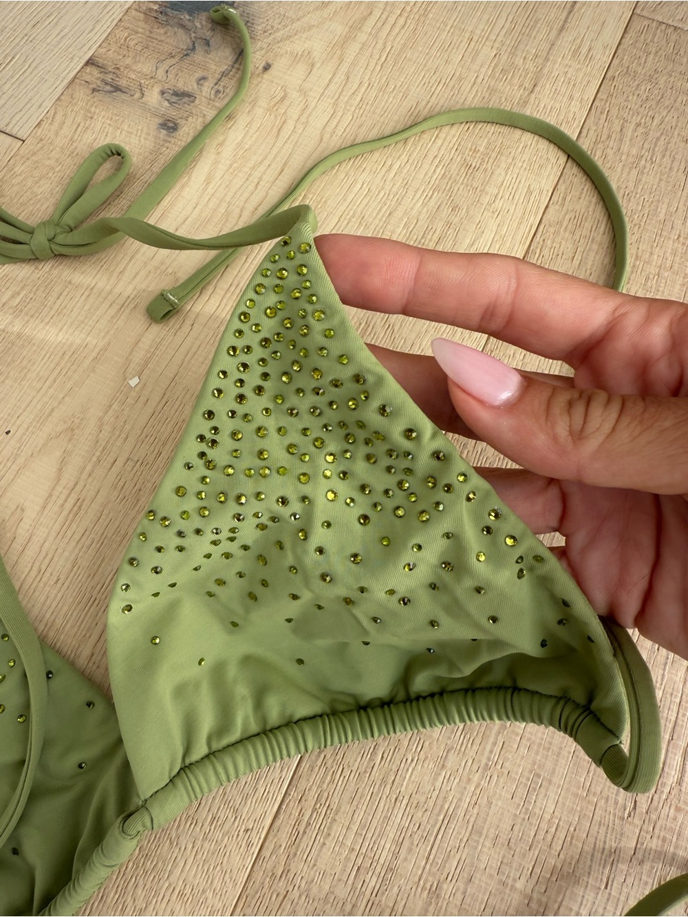 Ohpolly Green Embellished Triangle Bikini - Women Swim - Picture 2 of 6